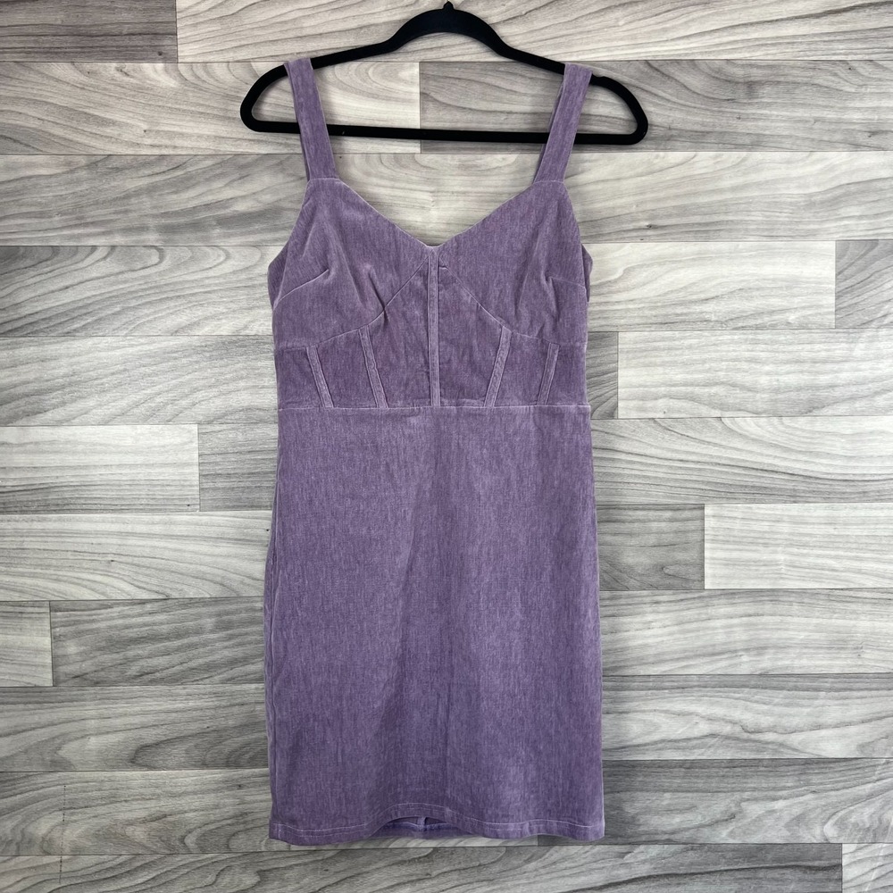 Lena‎ Mini Dress Womens L (S) Purple Sleeveless Shift Sweeatheart Coachella Boho